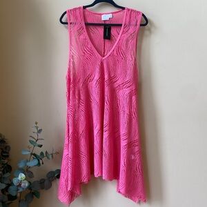 Ashley Stewart Pink Crochet Tank Swim Cover Up